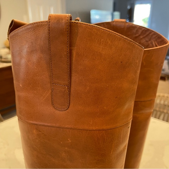 MLE chestnut brown tall distressed leather riding boots - Picture 7 of 15